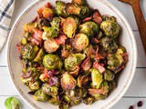 Maple Roasted Brussels Sprouts with Cranberries & Bacon