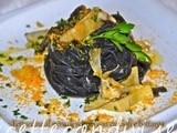 Ricetta fettuccine al nero di seppia con carciofi e bottarga di Claudio Rega