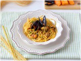 Spaghetti con zucca e cozze