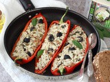 Peperoni ripieni in padella vegetariani (ricetta light con pane e tofu)