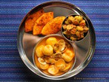 Mangalorean Plated Meal Series - Boshi# 21 - Kube Mutli, Breadfruit Fry & Tendli Sukhi