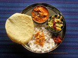 Mangalorean Plated Meal Series - Boshi# 24 - Kadgi Ghashi, Tendli Ani Moi, Prawn Pickle, Rice & Papad