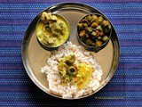 Mangalorean Plated Meal Series - Boshi# 25 - Mutton Stew, Dry Masala Bhindi & Rice