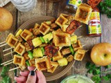 Pan Fried Tofu And Waffle Skewers with El Yucateco® Hot Sauce