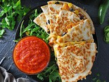 Spicy Veggie Quesadillas with Roasted Red Pepper Dip