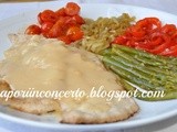 Scaloppine di vitello con verdure caramellate