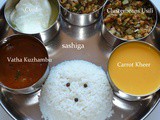 வத்தகுழம்பு,கொத்தவரங்காய் உசிலி & கேரட் கீர்/30 Days Veg Lunch Menu # 15
