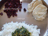 ஸ்பீனாச் கூட்டு,பீட்ரூட் பொரியல்&இலை வடாம் / 30 Days Veg Lunch Menu # 19