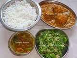 பருப்பு உருண்டை குருமா,ரசம், ப்ரோக்கலி தண்டு பொரியல் / 30 Days Veg Lunch Menu # 3