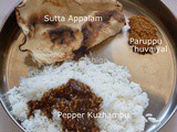 மிளகு குழம்பு,பருப்பு துவையல் ,சுட்ட அப்பளம் / 30 Days Veg Lunch Menu # 4