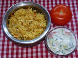 தக்காளி பிரியாணி , வெள்ளரிக்காய் பச்சடி / 30 Days Veg Lunch Menu # 9