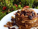 Loaded Pumpkin Pancakes with Cranberry and Pecan Topping