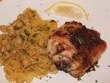 Citrus and spice roasted chicken with spaghetti squash and chickpeas