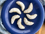 Pistachio cardamom crescent cookies