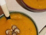 Roasted heirloom sweet meat squash and chestnut soup