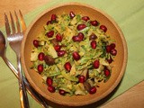 Shredded brussel sprouts with chestnuts and pomegranate