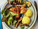 Chicken Wings,Austernpilze,Bataviasalat,Pelkartoffeln