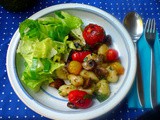 Gnocchi,Champignon,Tomaten,Salat,vegan