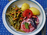 Grüne Bohnen,Pellkartoffeln,Tomatensalat, vegan