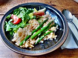 Reis mit Spargel,Salat,vegan