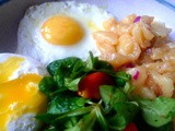 Schwäbischer Kartoffelsalat,Feldsalat, pochierte Eier,Spiegeleier