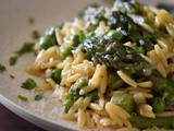 Easy Orzo Risotto with Peas and Asparagus