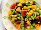 Edamame Salad with Persimmon, Peppers and Pine Nuts {Vegan, Gluten-Free}