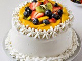 Vanilla Sponge Cake with Whipped Cream Frosting and Fresh Fruits - Birthday Cake