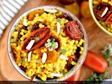 Fregula allo zafferano con pomodori confit e mandorle
