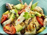 Insalata di sgombro e cous cous con melanzane e pomodori