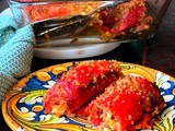 Involtini di peperoni rossi arrosto alla siciliana, senza carne
