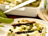 Lasagne bianche primaverili con fave, piselli ed asparagi
