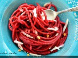 Spaghetti aglio olio e rape rosse