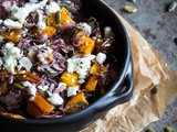 Brussels sprouts salad with pumpkin and feta