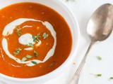Tomato soup with gorgonzola and roasted bell peppers