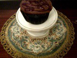 Chocolate Pomegranate Cupcakes with Chocolate Buttercream Frosting and Pomegranate Syrup
