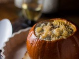 Pumpkin Stuffed with Fontina, Italian Sausage, and Rotini
