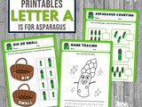 A is for Asparagus Preschool Worksheets