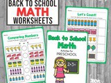 Back to School Math Activities for Preschool
