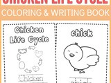 Chicken Life Cycle Coloring and Writing Pages for Home Learning and Fun