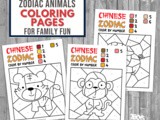 Chinese Zodiac Color by Number Worksheets