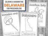 Delaware Coloring and Handwriting Worksheets