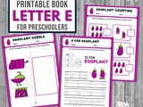 E is for Eggplant Preschool Worksheets