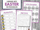 Easter Language Arts Worksheets for Preschoolers