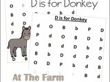 Farm Animals Find the Letter d is for Donkey