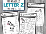 Find the Letter z is for Zebra Worksheet Set