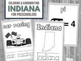 Indiana Coloring and Handwriting Worksheets
