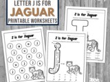 J is for Jaguar Worksheets