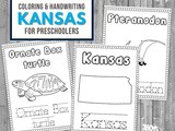Kansas Coloring and Handwriting Worksheets