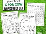 Letter c is for Cow Worksheets